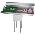 Koolmore 1 Compartment Stainless Steel NSF Commercial Kitchen Prep & Utility Sink with 2 Drainboards SA121610-16B3